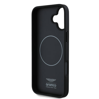 Apple iPhone 16 Plus Kılıf Aston Martin Orjinal Lisanslı M-safe Şarj Özellikli PU Deri Alonso 14 Baskılı Kapak