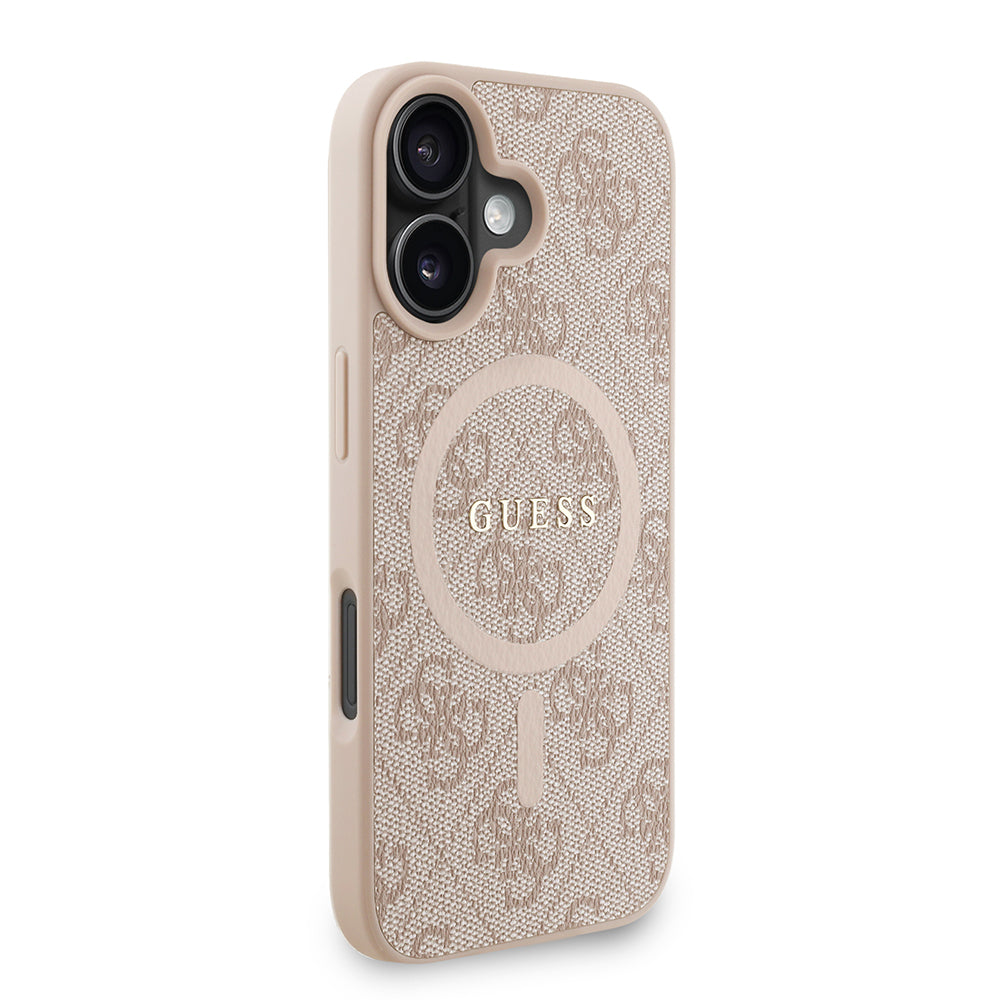 Apple iPhone 16 Plus Kılıf Guess Orjinal Lisanslı M-safe Şarj Özellikli PU Deri Bilek Askı İpli Yazı Logolu Kapak