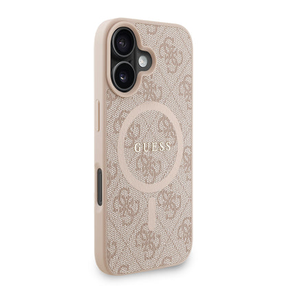 Apple iPhone 16 Plus Kılıf Guess Orjinal Lisanslı M-safe Şarj Özellikli PU Deri Bilek Askı İpli Yazı Logolu Kapak