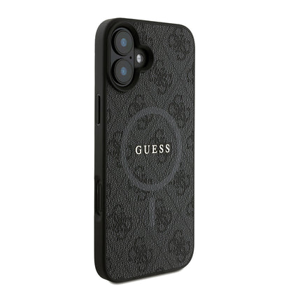Apple iPhone 16 Plus Kılıf Guess Orjinal Lisanslı M-safe Şarj Özellikli PU Deri Bilek Askı İpli Yazı Logolu Kapak