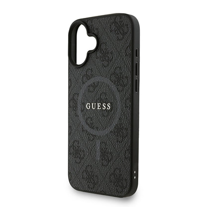 Apple iPhone 16 Plus Kılıf Guess Orjinal Lisanslı M-safe Şarj Özellikli PU Deri Bilek Askı İpli Yazı Logolu Kapak