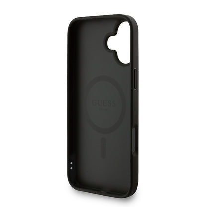 Apple iPhone 16 Plus Kılıf Guess Orjinal Lisanslı M-safe Şarj Özellikli PU Deri Bilek Askı İpli Yazı Logolu Kapak