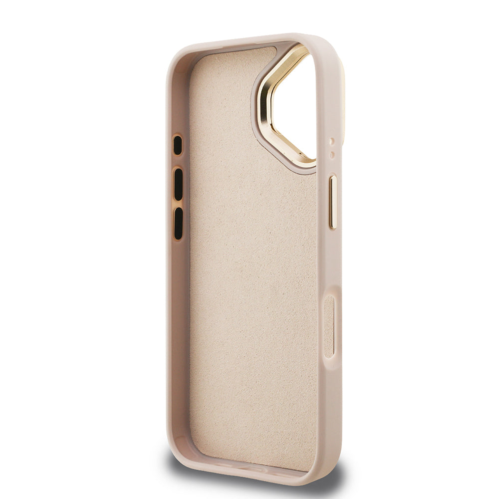 Apple iPhone 16 Plus Kılıf Guess Orjinal Lisanslı PU Deri 4G Desenli Metal Büyük 4G ve Yazı Logolu Kamera Standlı Kapak