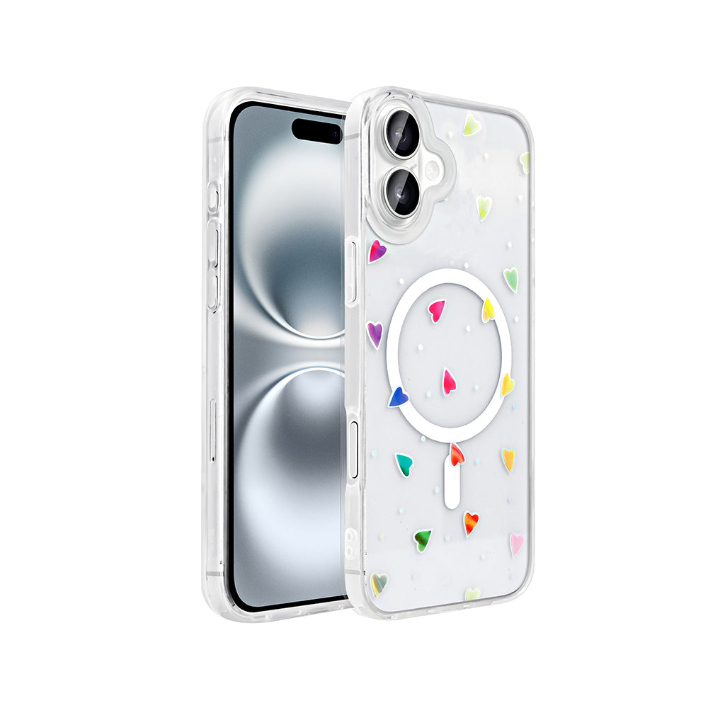 Apple iPhone 16 Plus Kılıf M-Safe Şarj Özellikli Şeffaf Zore Folk Sert Kapak
