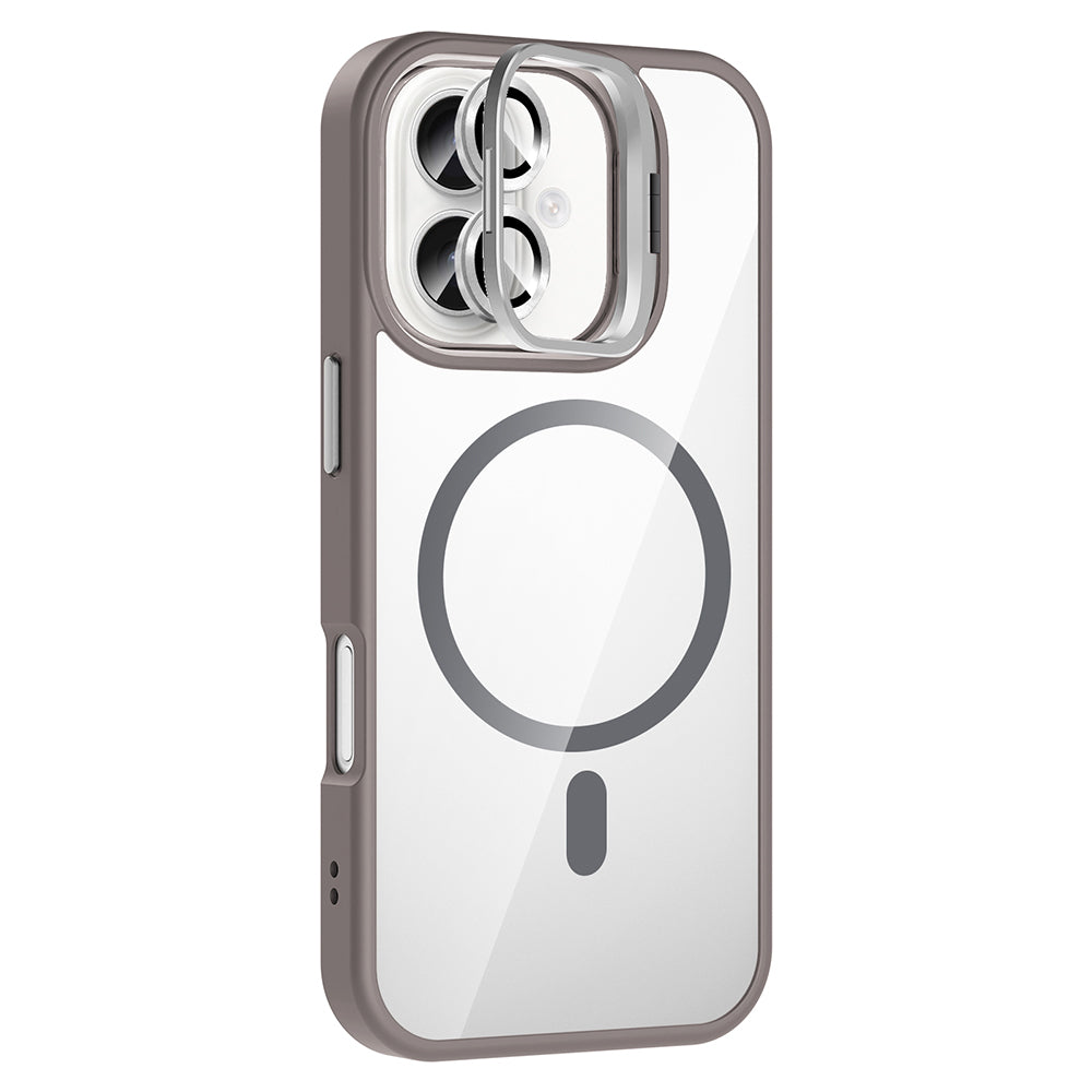 Apple iPhone 16 Plus Kılıf Standlı ve Kamera Lens Hediyeli M-Safe Şarj Özellikli Zore Etro Kapak