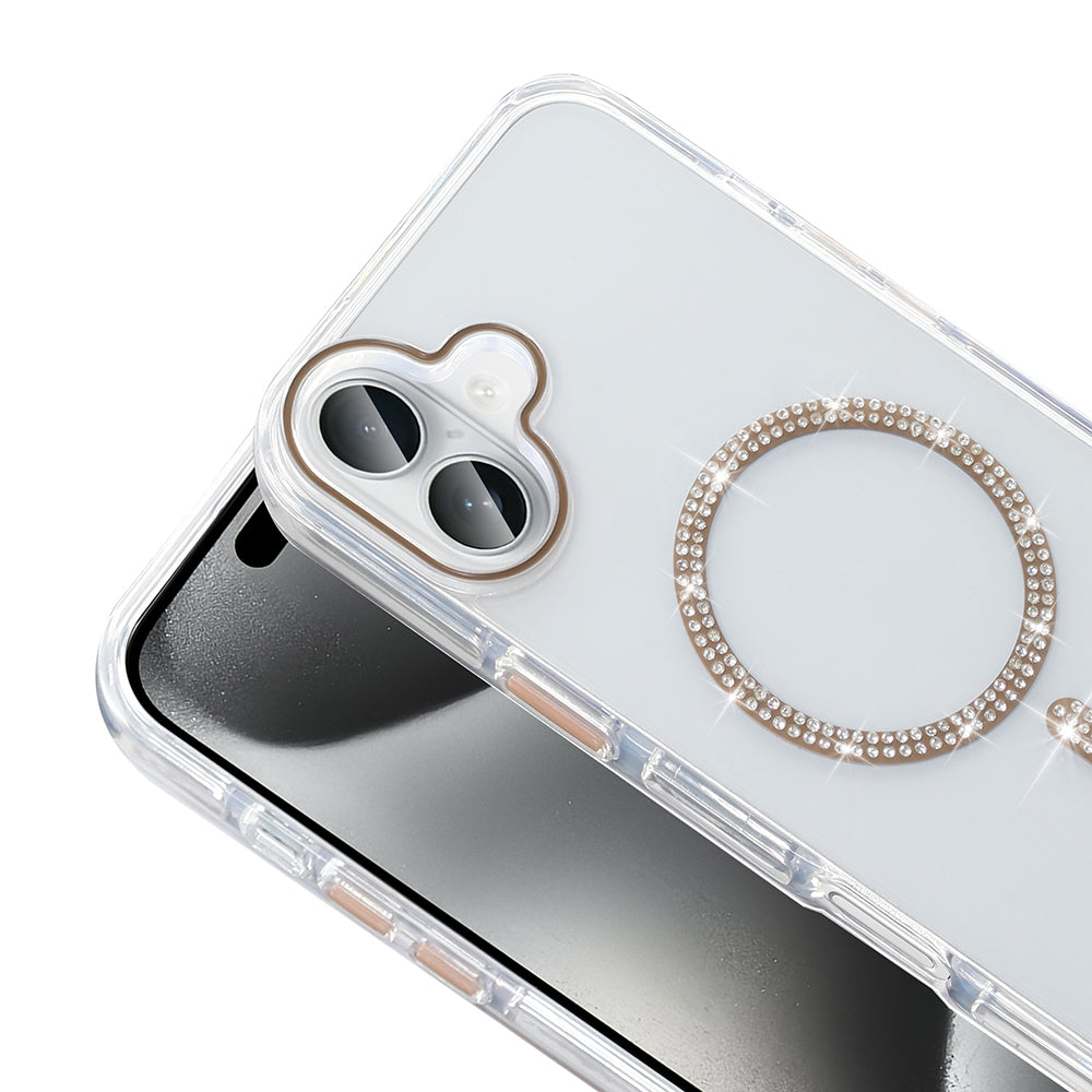 Apple iPhone 16 Plus Kılıf Taşlı Tasarım M-safe Şarj Özellikli Zore Koment Silikon Kapak