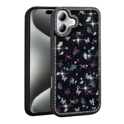 Apple iPhone 16 Plus Kılıf Taşlı ve Simli Tasarım Zore Azra Kapak