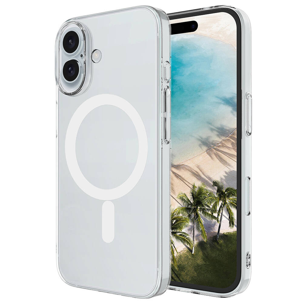 Apple iPhone 16 Plus Kılıf Zore M-safe Şarj Özellikli Şeffaf Tek Kamera Çerçeveli Porto Kapak