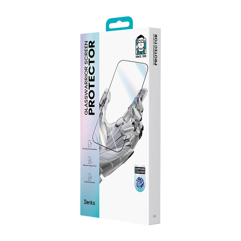 Apple iPhone 16 Pro Benks Glass Warrior Safir Coating 0.9mm Kenarları Dayanıklaştırılmış Cam Ekran Koruyucu + Kolay Uygulama Aparatı