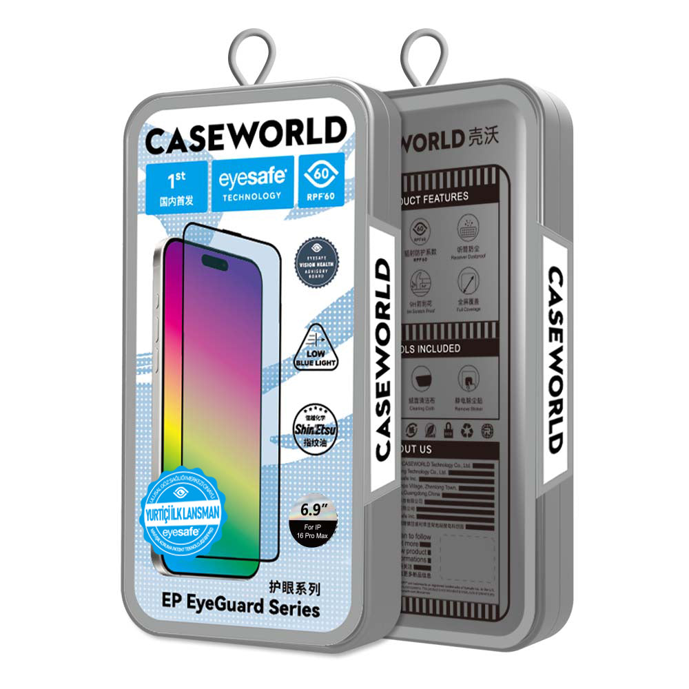 Apple iPhone 16 Pro CaseWorld EyeGuard Serisi 2.5D Eyesafe Teknolojili Cam Ekran Koruyucu