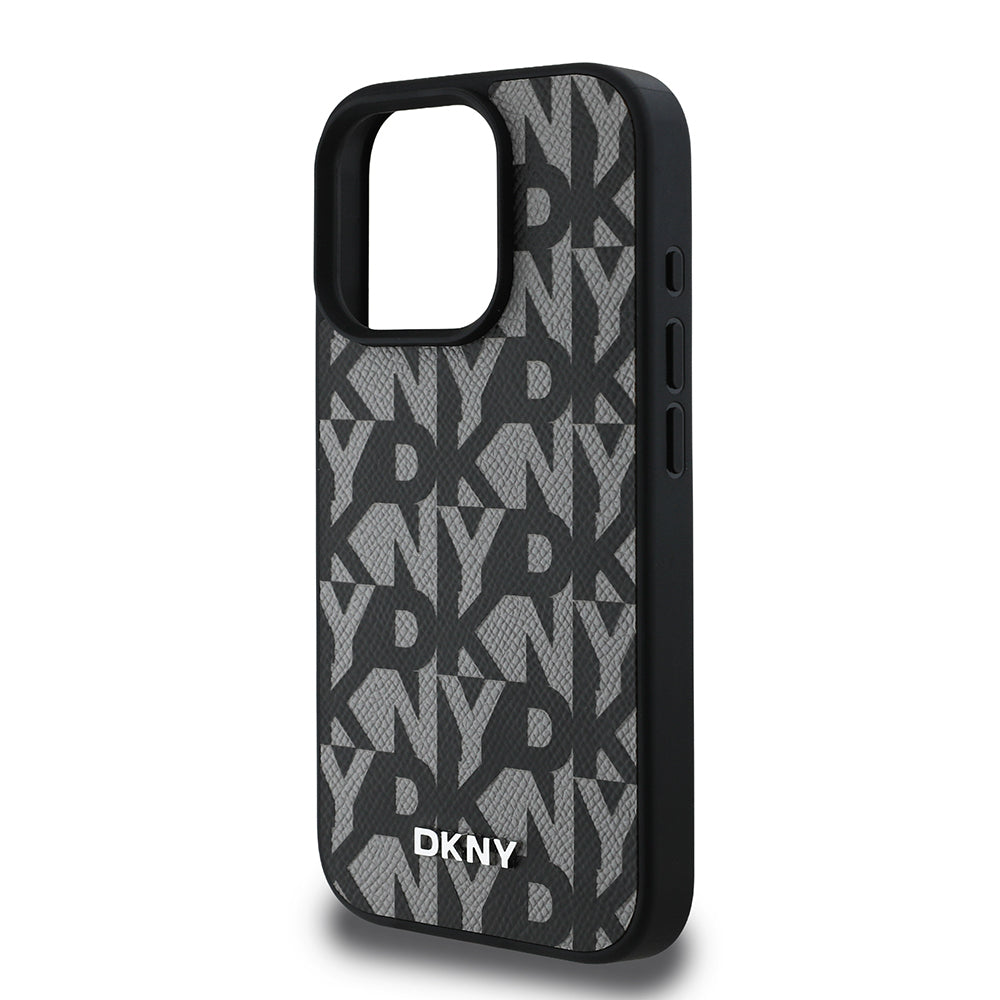 Apple iPhone 16 Pro Kılıf DKNY Orjinal Lisanslı M-safe Şarj Özellikli 3D Yazılı Grid Pattern Kapak