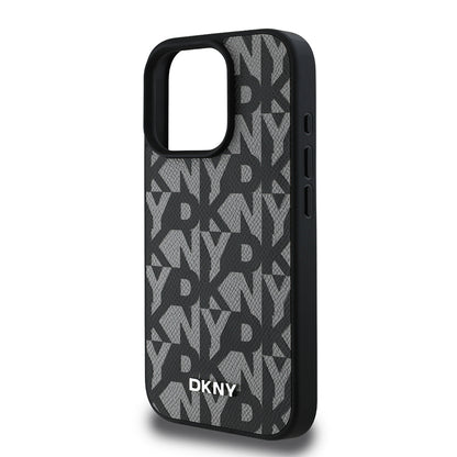 Apple iPhone 16 Pro Kılıf DKNY Orjinal Lisanslı M-safe Şarj Özellikli 3D Yazılı Grid Pattern Kapak