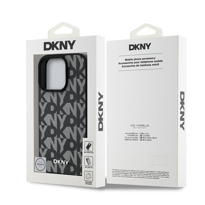 Apple iPhone 16 Pro Kılıf DKNY Orjinal Lisanslı M-safe Şarj Özellikli 3D Yazılı Grid Pattern Kapak