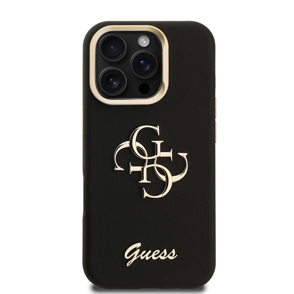 Apple iPhone 16 Pro Kılıf Guess Orjinal Lisanslı Grained Yazı Logolu Kamera Standlı Kapak