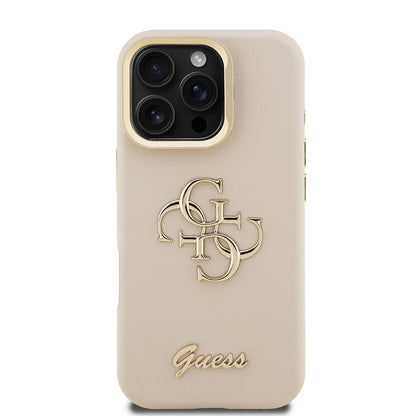 Apple iPhone 16 Pro Kılıf Guess Orjinal Lisanslı Grained Yazı Logolu Kamera Standlı Kapak
