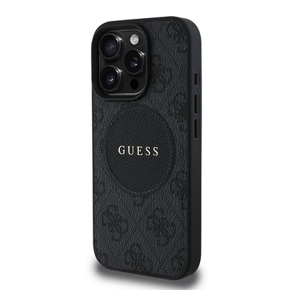 Apple iPhone 16 Pro Kılıf Guess Orjinal Lisanslı M-safe Şarj Özellikli Yazı Logolu Circle Classic Kapak
