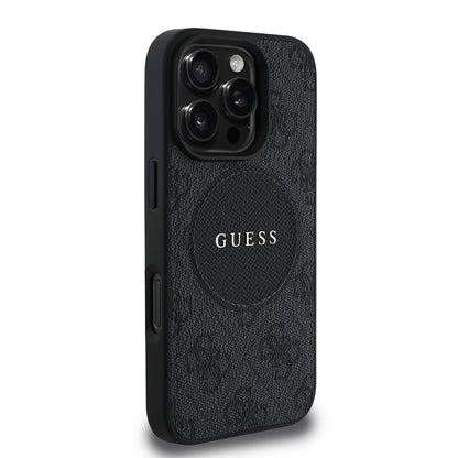Apple iPhone 16 Pro Kılıf Guess Orjinal Lisanslı M-safe Şarj Özellikli Yazı Logolu Circle Classic Kapak