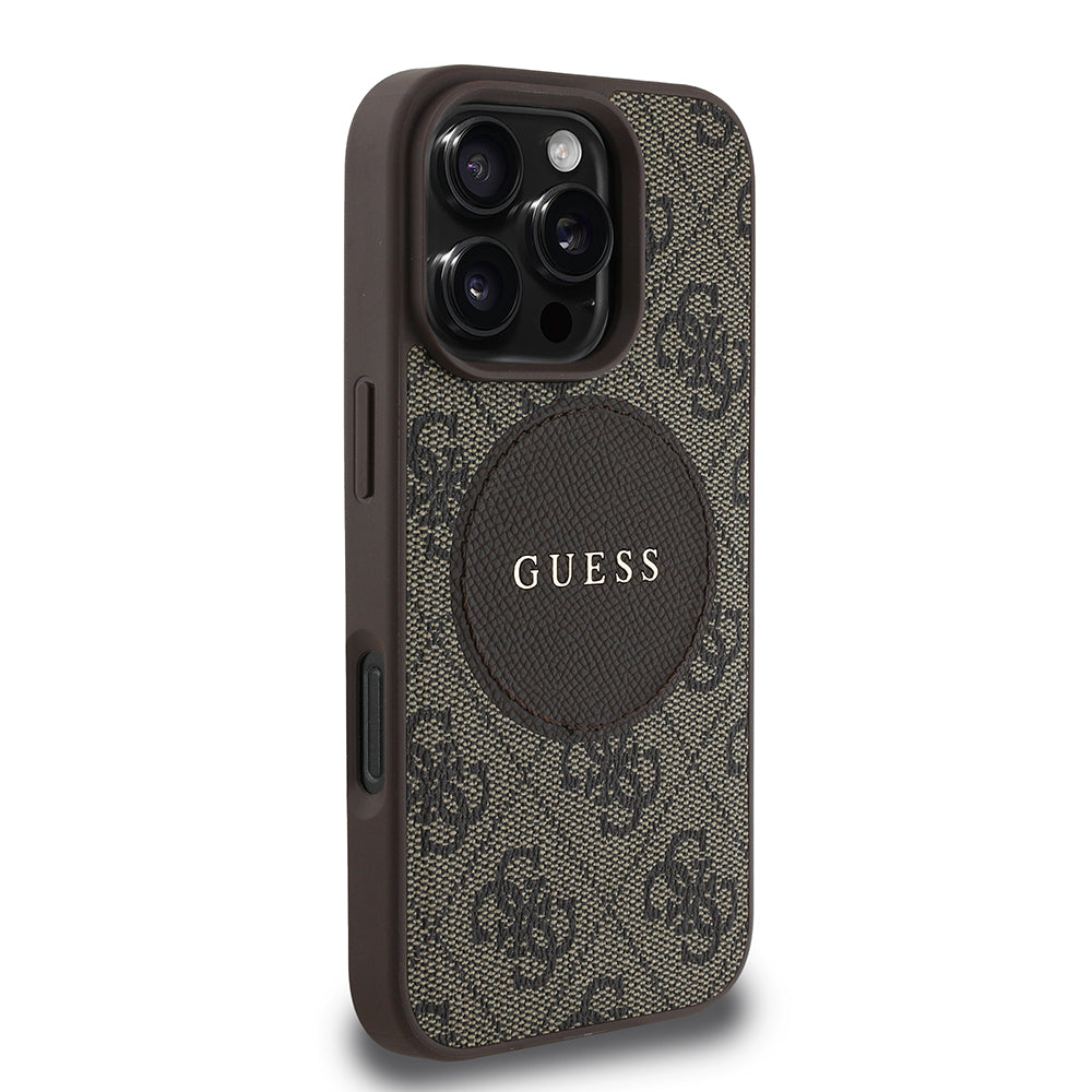 Apple iPhone 16 Pro Kılıf Guess Orjinal Lisanslı M-safe Şarj Özellikli Yazı Logolu Circle Classic Kapak