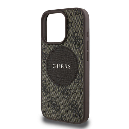 Apple iPhone 16 Pro Kılıf Guess Orjinal Lisanslı M-safe Şarj Özellikli Yazı Logolu Circle Classic Kapak