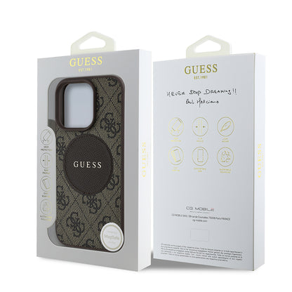 Apple iPhone 16 Pro Kılıf Guess Orjinal Lisanslı M-safe Şarj Özellikli Yazı Logolu Circle Classic Kapak