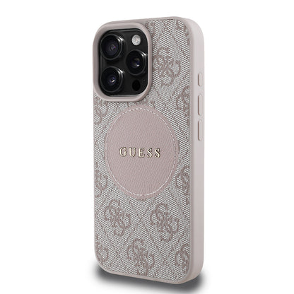 Apple iPhone 16 Pro Kılıf Guess Orjinal Lisanslı M-safe Şarj Özellikli Yazı Logolu Circle Classic Kapak