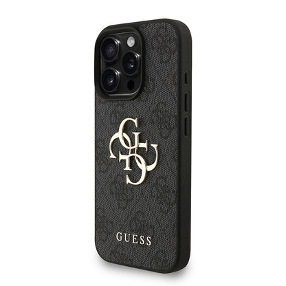 Apple iPhone 16 Pro Kılıf Guess Orjinal Lisanslı PU Deri Bilek Askı İpli Metal Büyük 4G ve Yazı Logolu Kapak