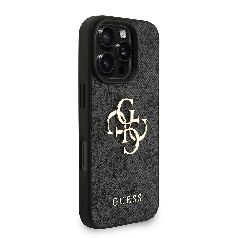 Apple iPhone 16 Pro Kılıf Guess Orjinal Lisanslı PU Deri Bilek Askı İpli Metal Büyük 4G ve Yazı Logolu Kapak