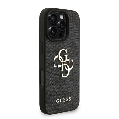 Apple iPhone 16 Pro Kılıf Guess Orjinal Lisanslı PU Deri Bilek Askı İpli Metal Büyük 4G ve Yazı Logolu Kapak
