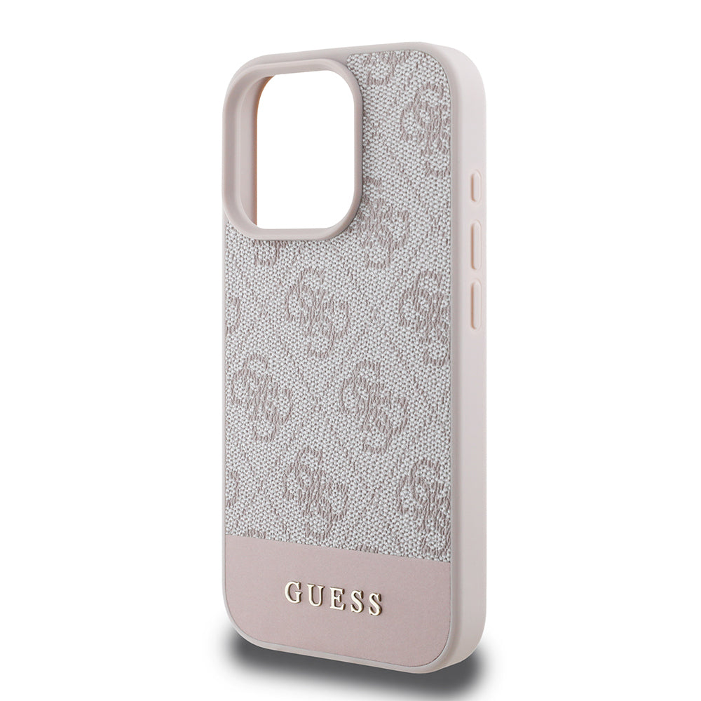 Apple iPhone 16 Pro Kılıf Guess Orjinal Lisanslı PU Deri Şerit Logo Dizaynlı Kapak
