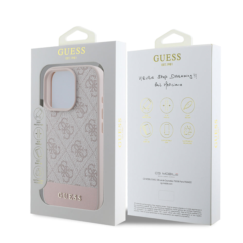 Apple iPhone 16 Pro Kılıf Guess Orjinal Lisanslı PU Deri Şerit Logo Dizaynlı Kapak