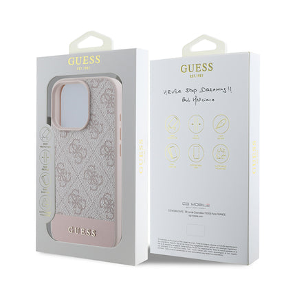 Apple iPhone 16 Pro Kılıf Guess Orjinal Lisanslı PU Deri Şerit Logo Dizaynlı Kapak