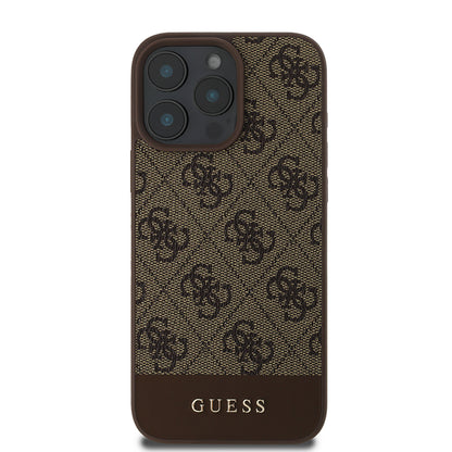 Apple iPhone 16 Pro Kılıf Guess Orjinal Lisanslı PU Deri Şerit Logo Dizaynlı Kapak