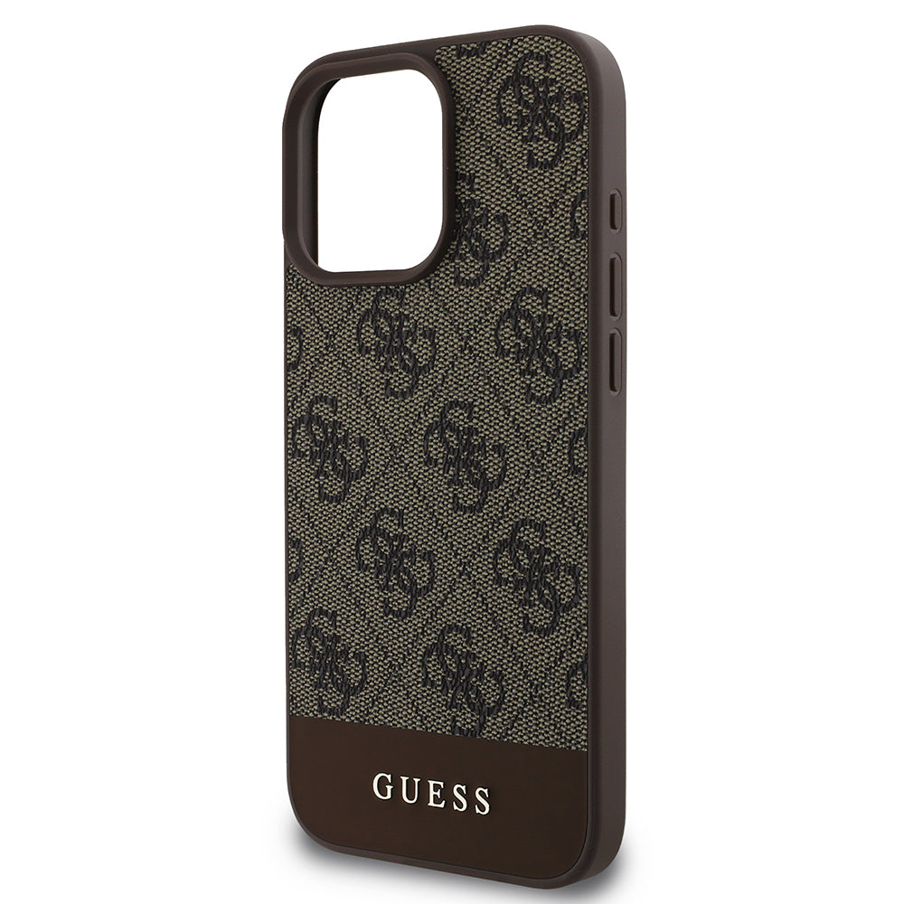 Apple iPhone 16 Pro Kılıf Guess Orjinal Lisanslı PU Deri Şerit Logo Dizaynlı Kapak