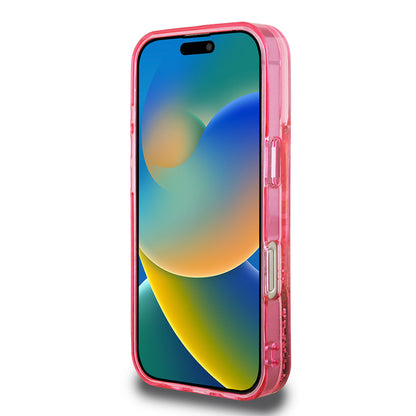 Apple iPhone 16 Pro Kılıf Guess Orjinal Lisanslı Transparan Sıvılı Simli Altın Çizgili Kapak