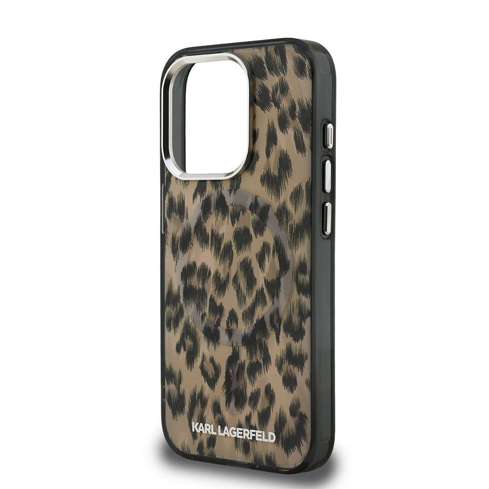 Apple iPhone 16 Pro Kılıf Karl Lagerfeld Orjinal Lisanslı IML Leopar Baskılı Kapak