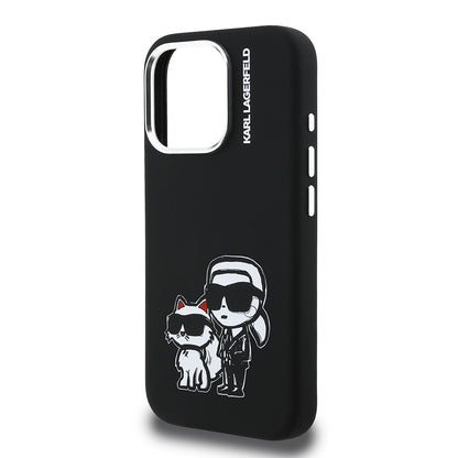 Apple iPhone 16 Pro Kılıf Karl Lagerfeld Orjinal Lisanslı Karl & Choupette Sketch Logo Sililkon Kapak