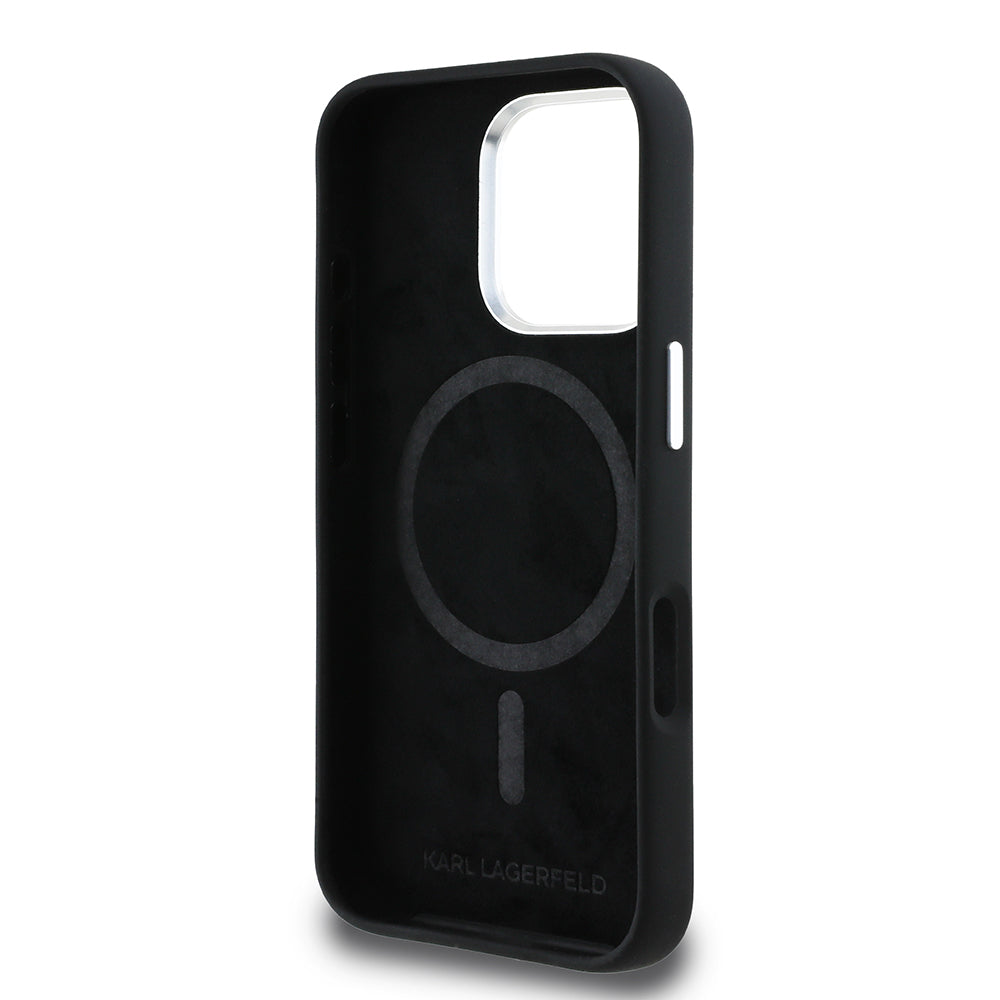 Apple iPhone 16 Pro Kılıf Karl Lagerfeld Orjinal Lisanslı Karl & Choupette Sketch Logo Sililkon Kapak