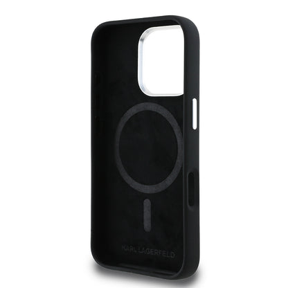 Apple iPhone 16 Pro Kılıf Karl Lagerfeld Orjinal Lisanslı Karl & Choupette Sketch Logo Sililkon Kapak