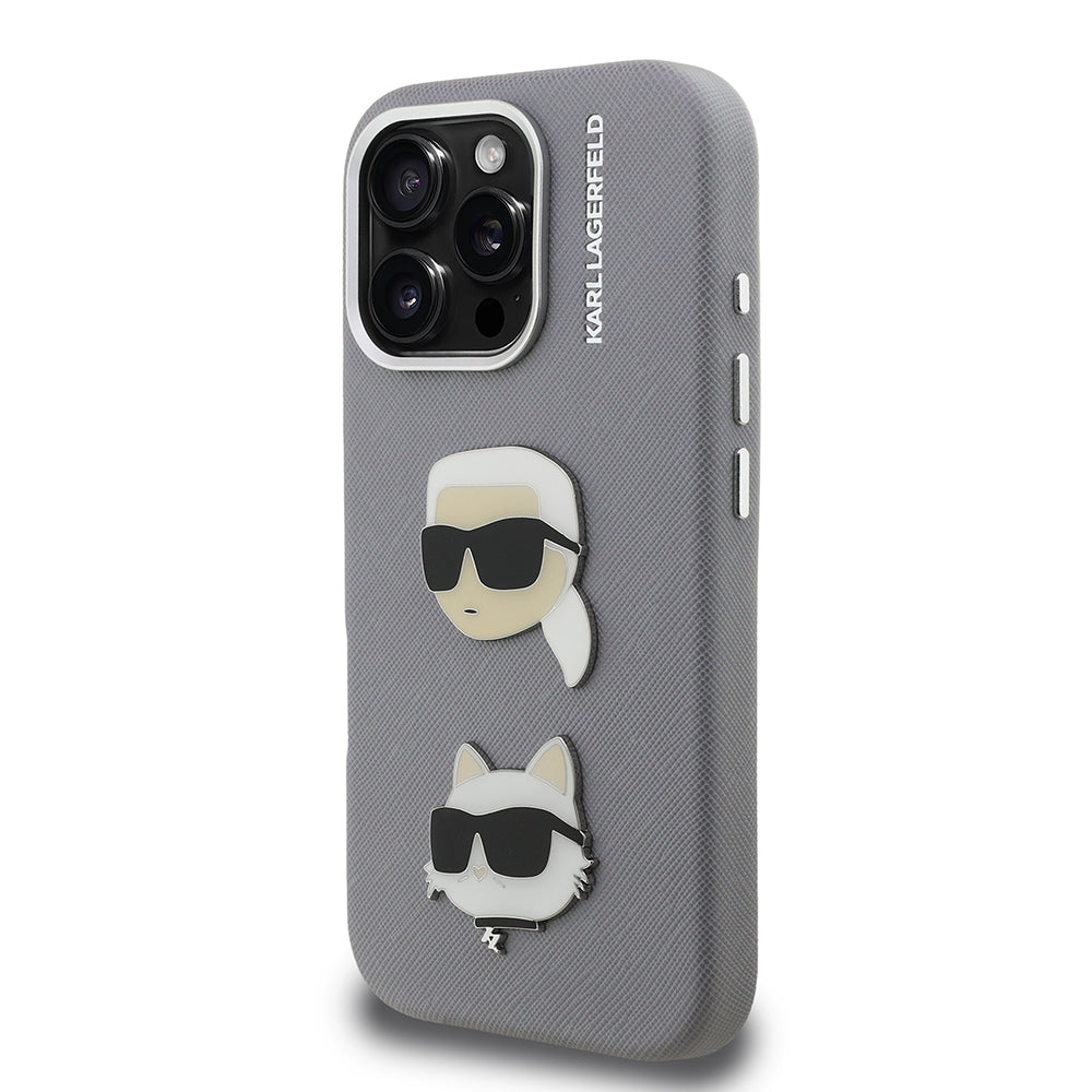 Apple iPhone 16 Pro Kılıf Karl Lagerfeld Orjinal Lisanslı K&C Heads Pin Kapak