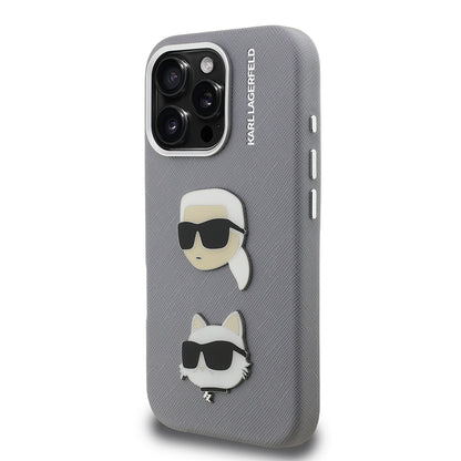 Apple iPhone 16 Pro Kılıf Karl Lagerfeld Orjinal Lisanslı K&C Heads Pin Kapak