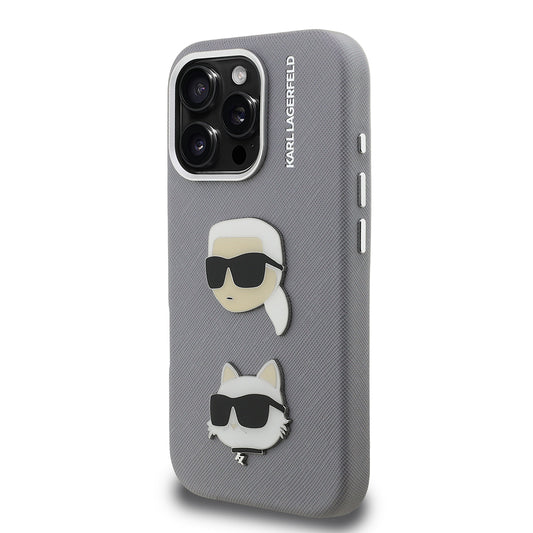 Apple iPhone 16 Pro Kılıf Karl Lagerfeld Orjinal Lisanslı K&C Heads Pin Kapak