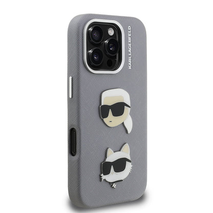Apple iPhone 16 Pro Kılıf Karl Lagerfeld Orjinal Lisanslı K&C Heads Pin Kapak