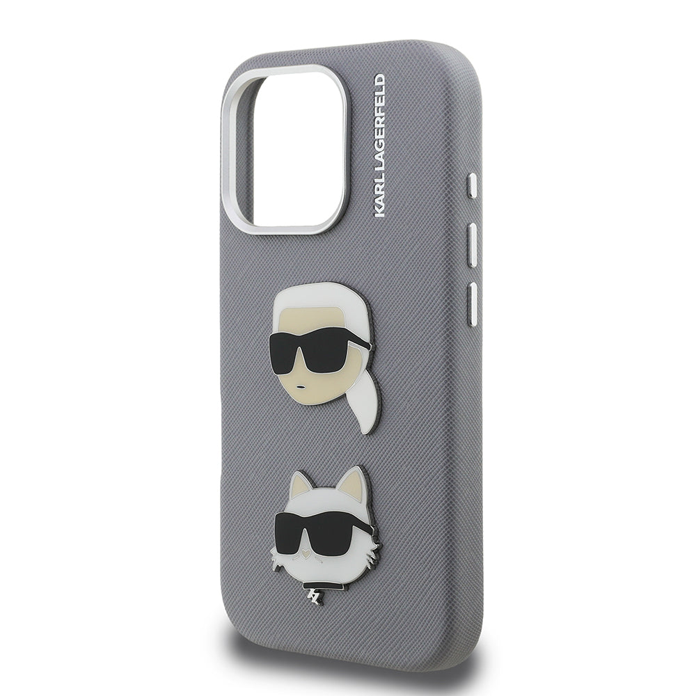 Apple iPhone 16 Pro Kılıf Karl Lagerfeld Orjinal Lisanslı K&C Heads Pin Kapak