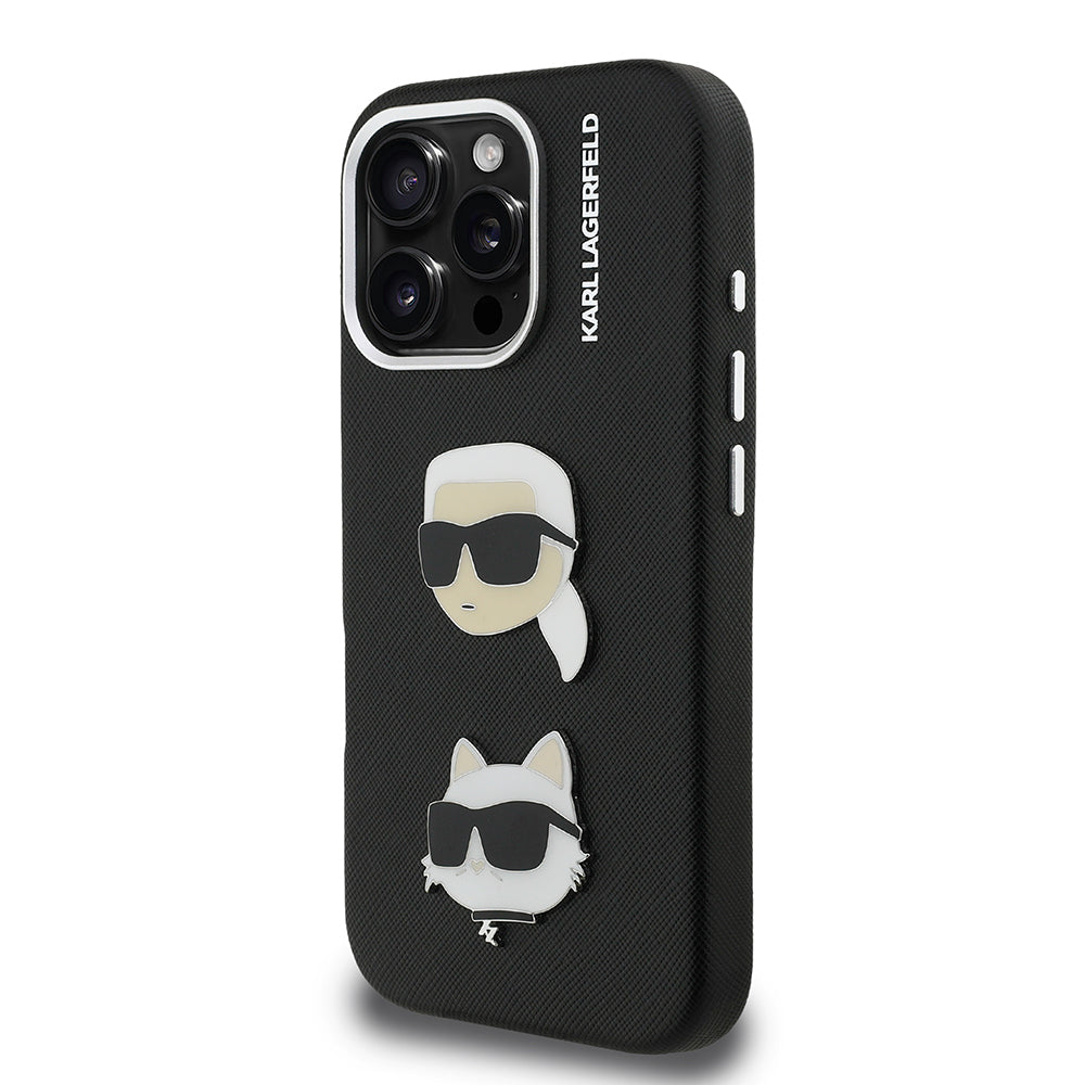 Apple iPhone 16 Pro Kılıf Karl Lagerfeld Orjinal Lisanslı K&C Heads Pin Kapak
