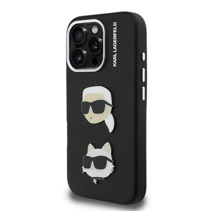 Apple iPhone 16 Pro Kılıf Karl Lagerfeld Orjinal Lisanslı K&C Heads Pin Kapak