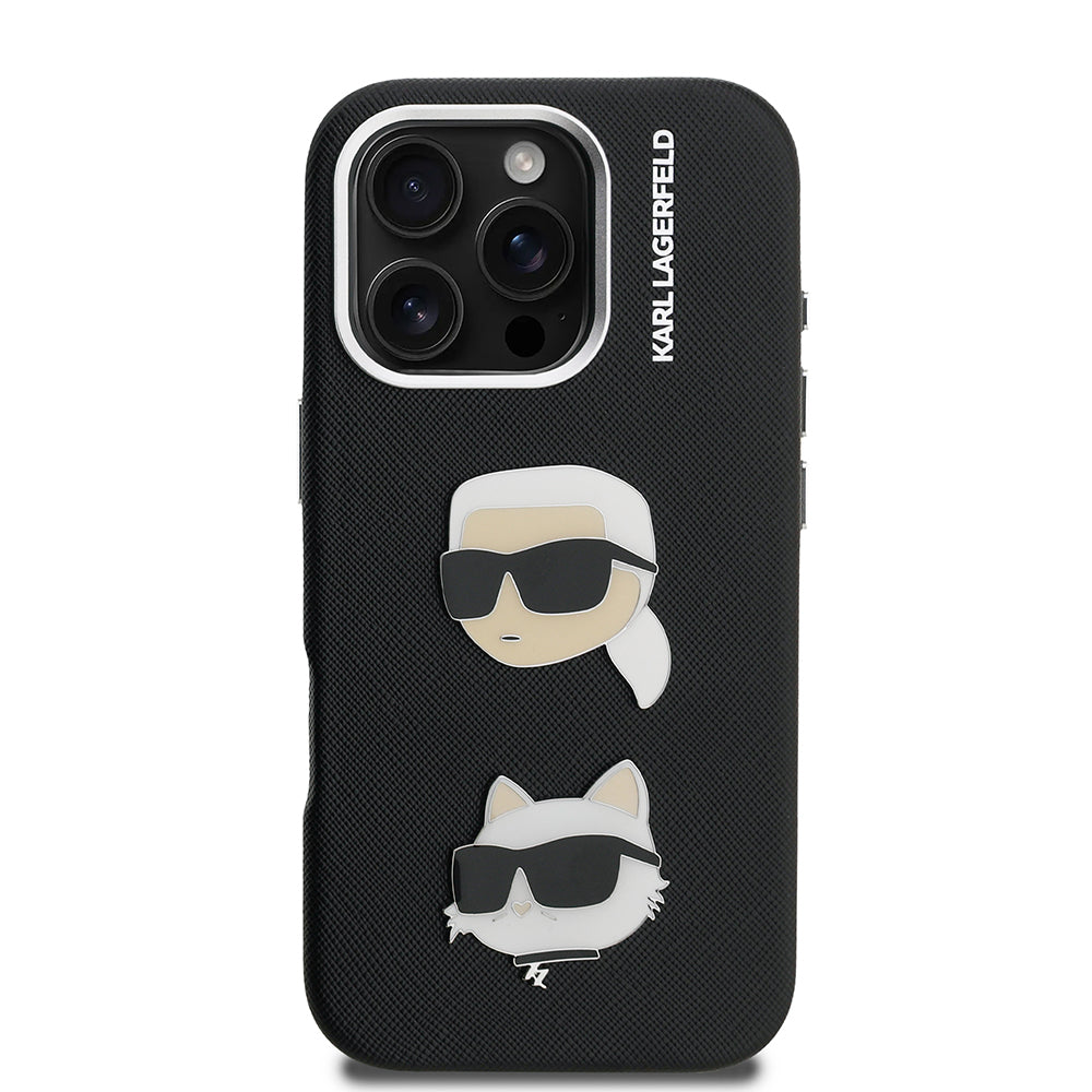 Apple iPhone 16 Pro Kılıf Karl Lagerfeld Orjinal Lisanslı K&C Heads Pin Kapak