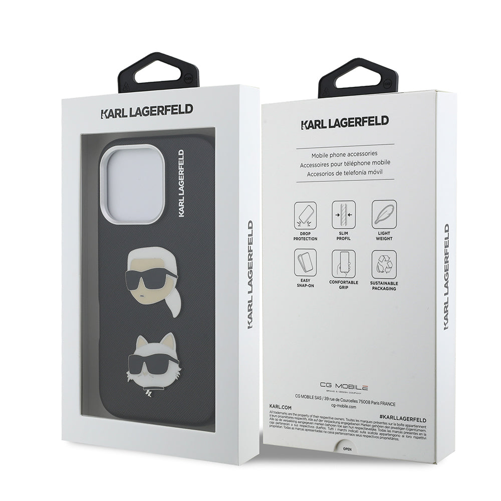 Apple iPhone 16 Pro Kılıf Karl Lagerfeld Orjinal Lisanslı K&C Heads Pin Kapak