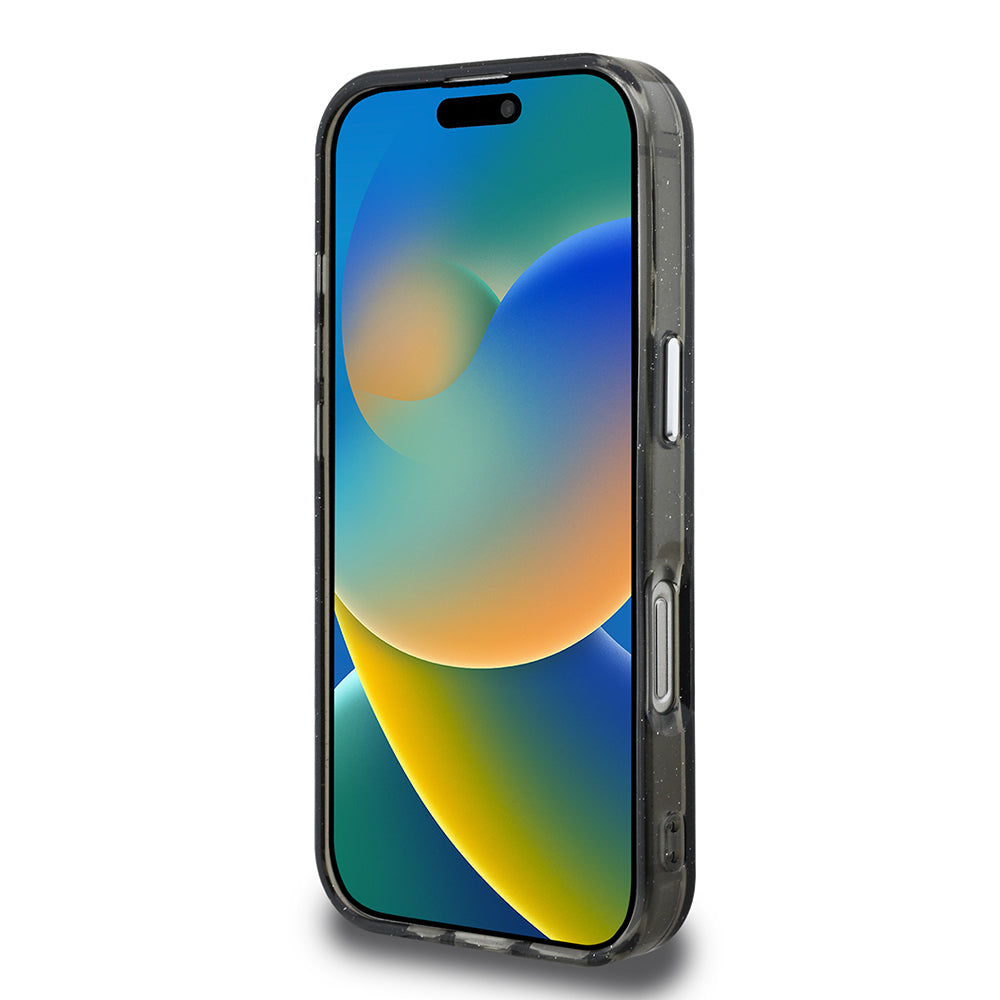 Apple iPhone 16 Pro Kılıf Karl Lagerfeld Orjinal Lisanslı Parlayan Simli Karl & Choupette Sketch Logo Kapak