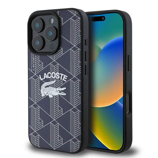 Apple iPhone 16 Pro Kılıf Lacoste Orjinal Lisanslı M-safe Şarj Özellikli Mono Vintage Logo Kapak