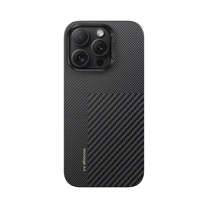 Apple iPhone 16 Pro Kılıf M-safe Şarj Özellikli Karbon Fiber Metal Kamera Çerçeveli Benks Montage ArmorAir Kevlar Kapak
